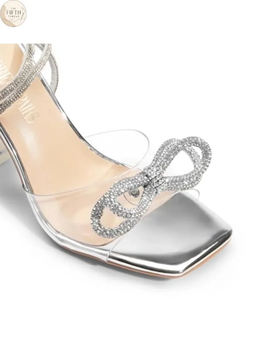 DREAM PAIRS Women's Stiletto Bow Heels Strappy Sparkly Rhinestone Square Toe